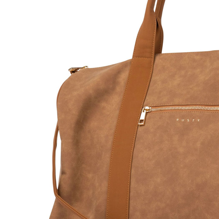 Rusty Aria Suede Weekender Bag Tan