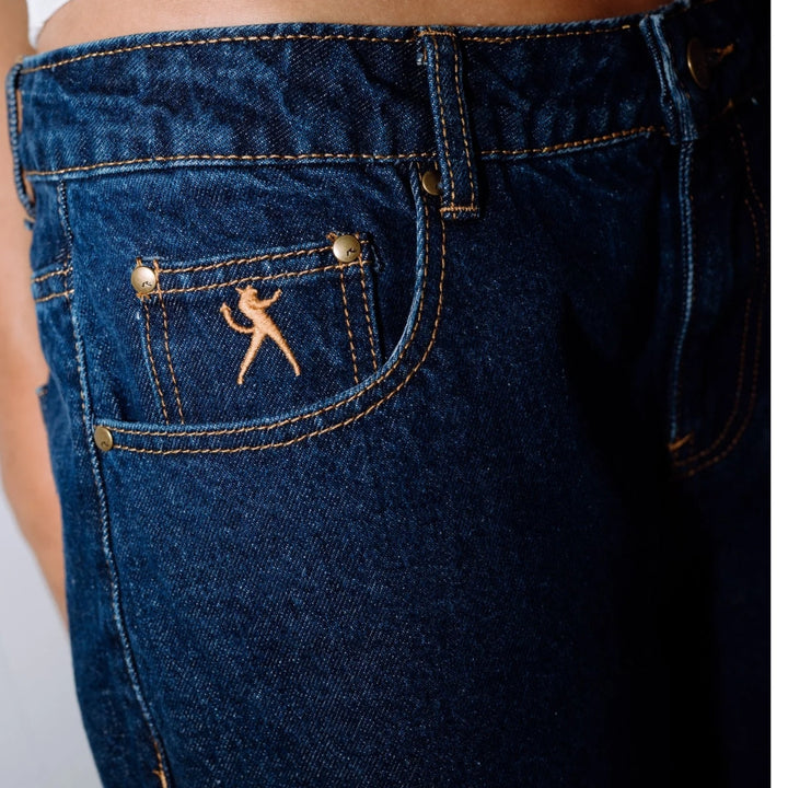 Rusty Bethany Baggy Low Rise Denim Jort Deep Sea Blue