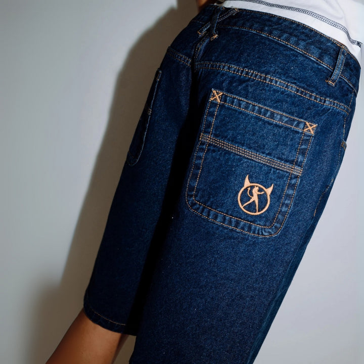 Rusty Bethany Baggy Low Rise Denim Jort Deep Sea Blue