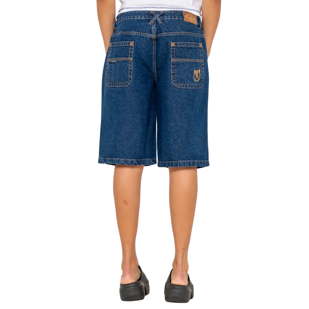 Rusty Bethany Baggy Low Rise Denim Jort Deep Sea Blue