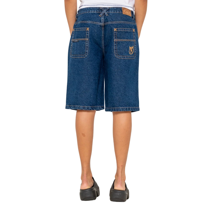 Rusty Bethany Baggy Low Rise Denim Jort Deep Sea Blue
