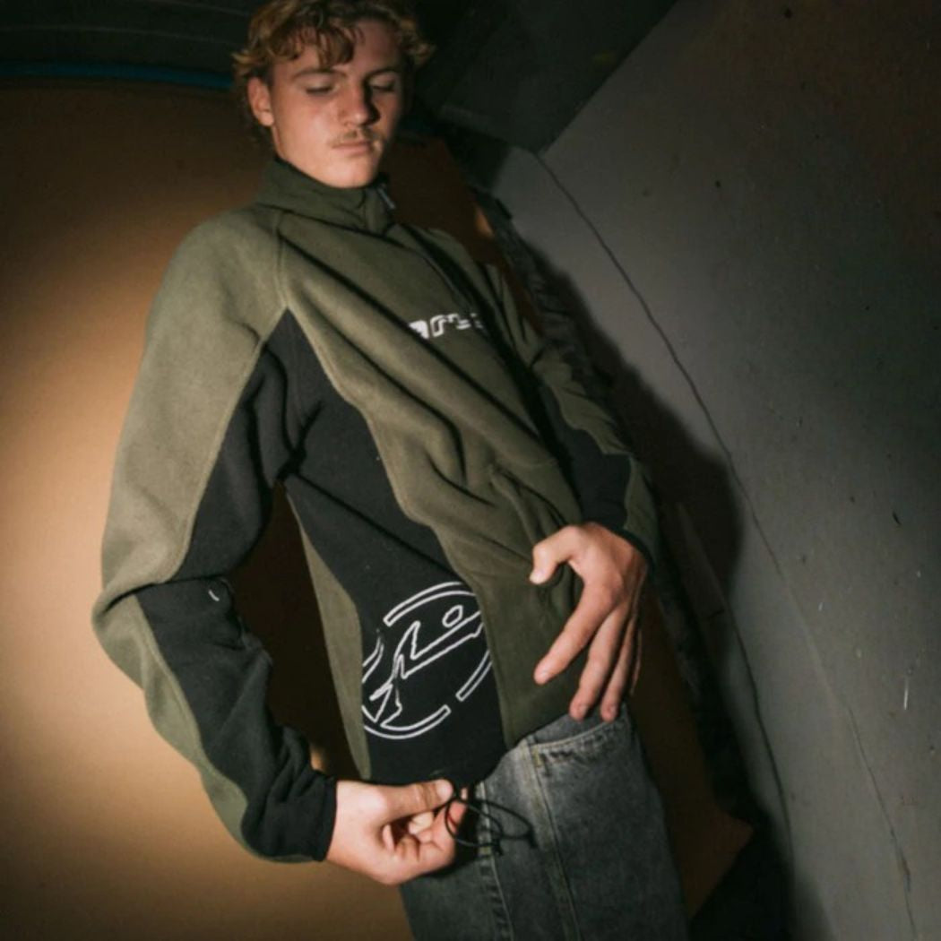 Rusty Blizzard Quarter Zip Polar Fleece Army Green