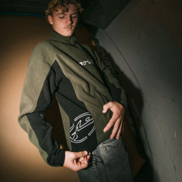 Rusty Blizzard Quarter Zip Polar Fleece Army Green