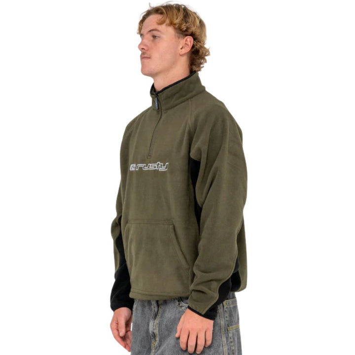 Rusty Blizzard Quarter Zip Polar Fleece Army Green
