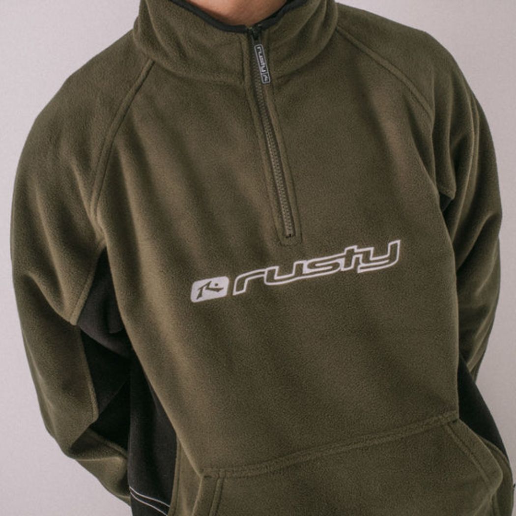 Rusty Blizzard Quarter Zip Polar Fleece Army Green