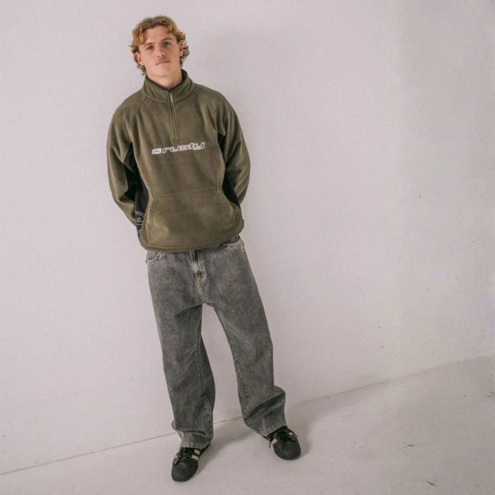 Rusty Blizzard Quarter Zip Polar Fleece Army Green