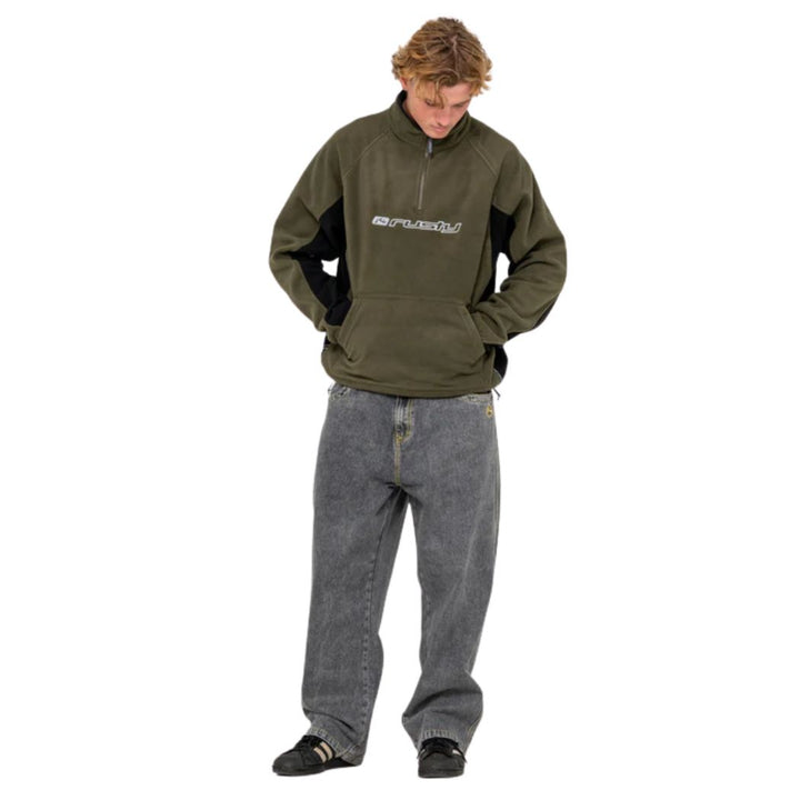 Rusty Blizzard Quarter Zip Polar Fleece Army Green