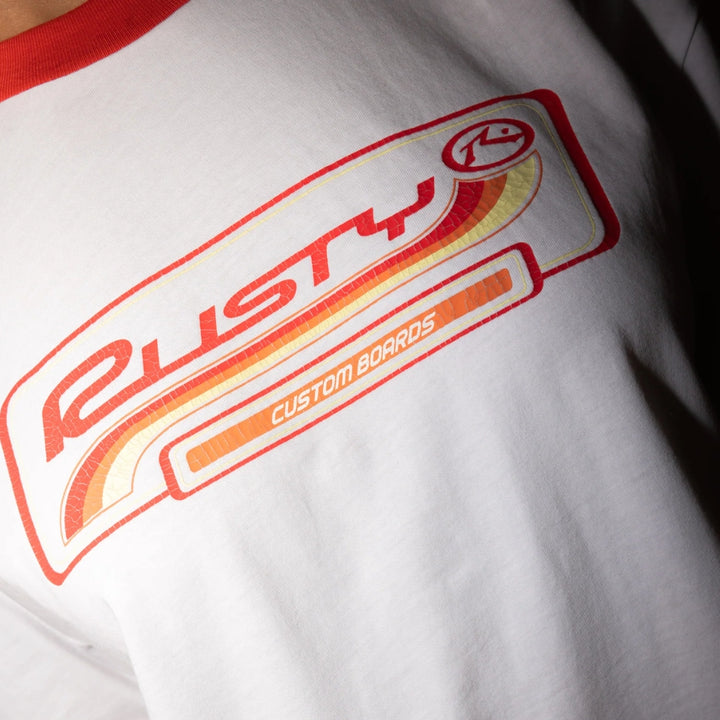 Rusty Boarding Pass Oversize Tee White