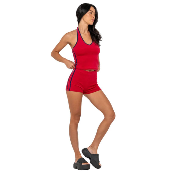 Rusty Bodhi Towelling Booty Short Red