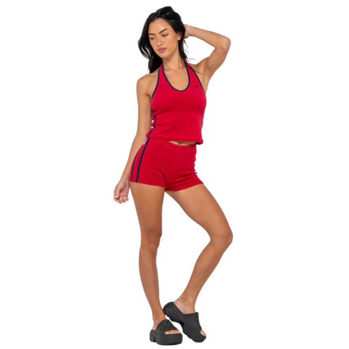 Rusty Bodhi Towelling Halter Neck Top Red