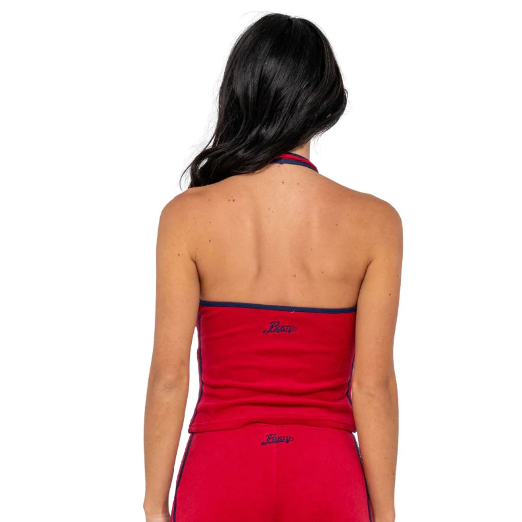 Rusty Bodhi Towelling Halter Neck Top Red