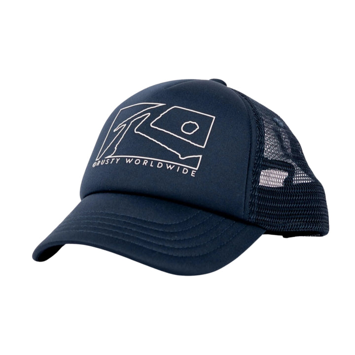 Rusty Boxed Out Trucker Cap Boys Navy Blue