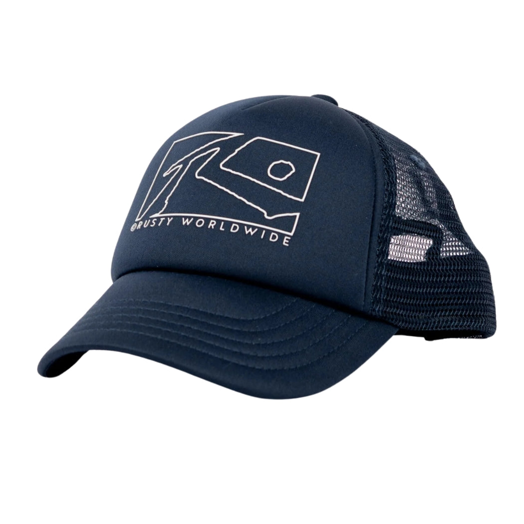 Rusty Boxed Out Trucker Cap Boys Navy Blue