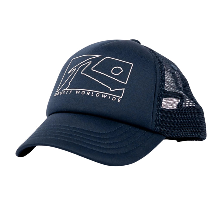 Rusty Boxed Out Trucker Cap Boys Navy Blue