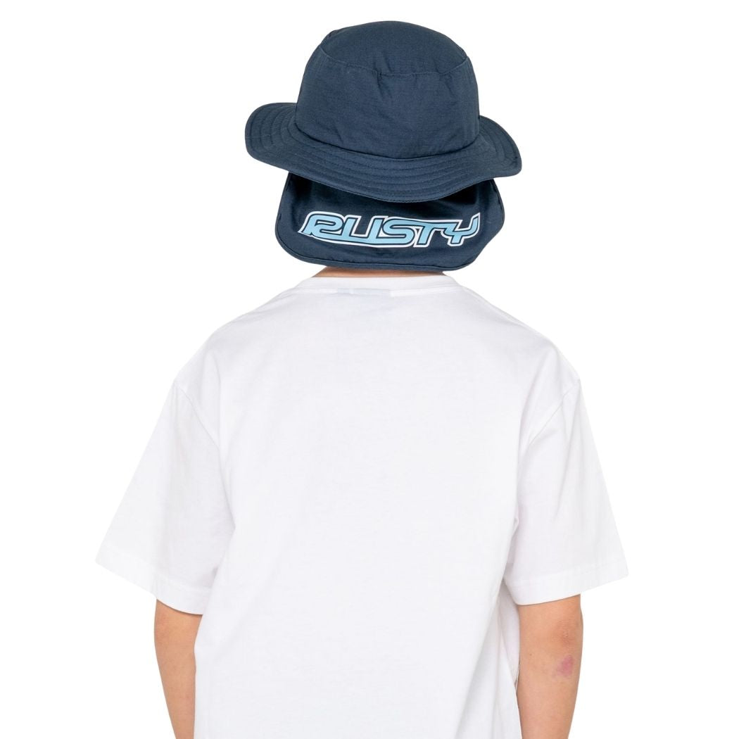 Rusty Boys Carbon Bucket Hat Navy Blue