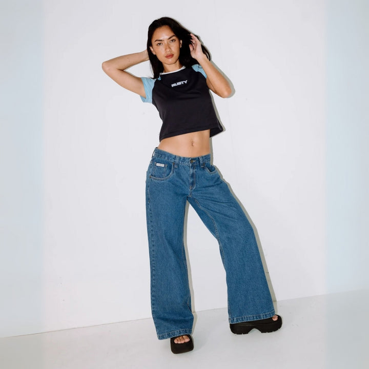 Rusty Bradley Mini Cap Sleeve Tee Navy Blue