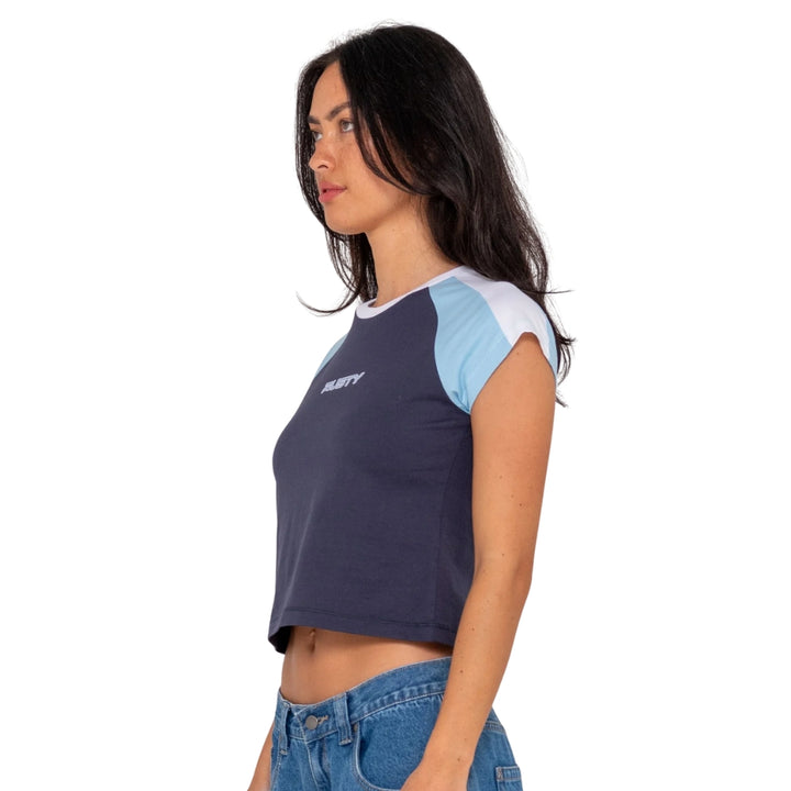 Rusty Bradley Mini Cap Sleeve Tee Navy Blue