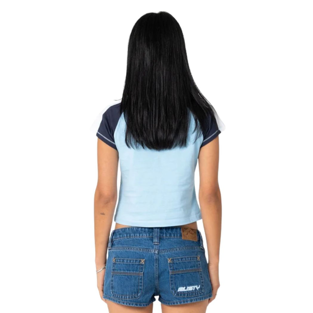 Rusty Bradley Mini Cap Sleeve Tee Retro Blue