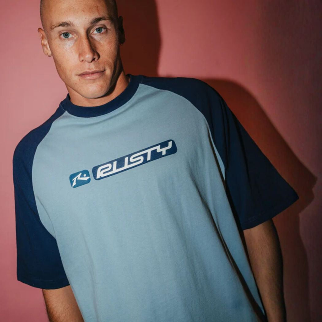 Rusty Bubble Raglan Tee Smoke Blue