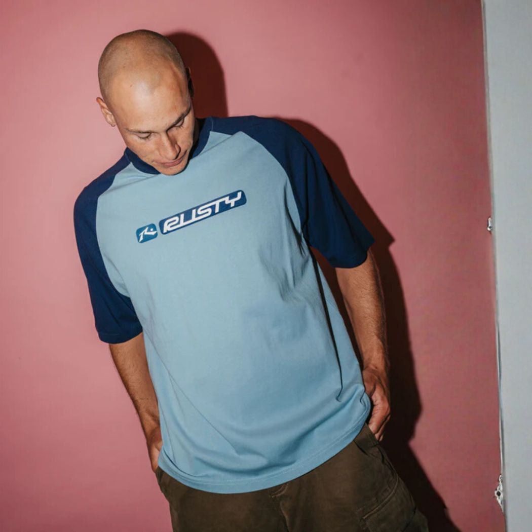 Rusty Bubble Raglan Tee Smoke Blue