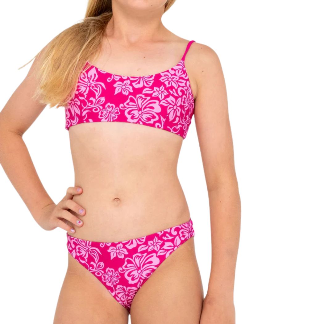 Rusty Carbo Floral Bikini Set Girls Carbo Pink