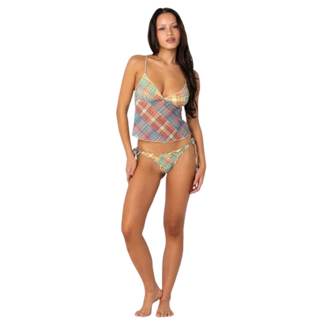 Rusty Check Moi Tankini Cami Top Multi Check