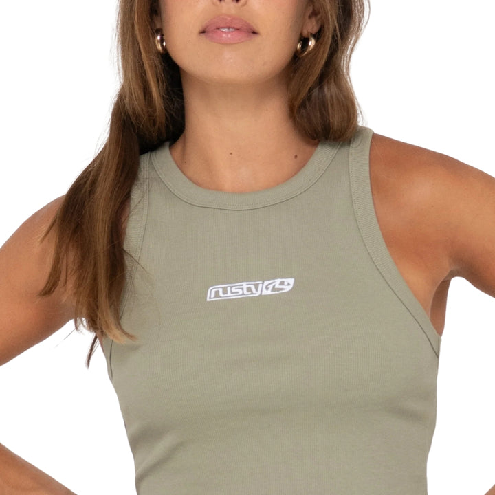 Rusty Contrast Racer Tank Faded Pistachio 