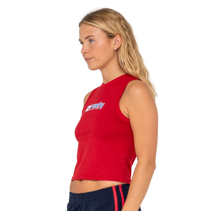 Rusty Crossroads Fitted Tank Red
