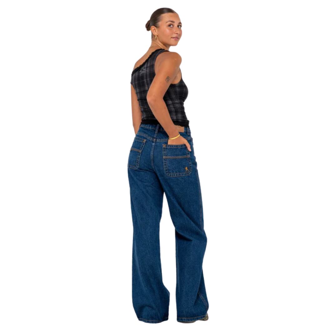 Rusty Cyprus Wide Leg High Waist Jean Deep Sea Blue