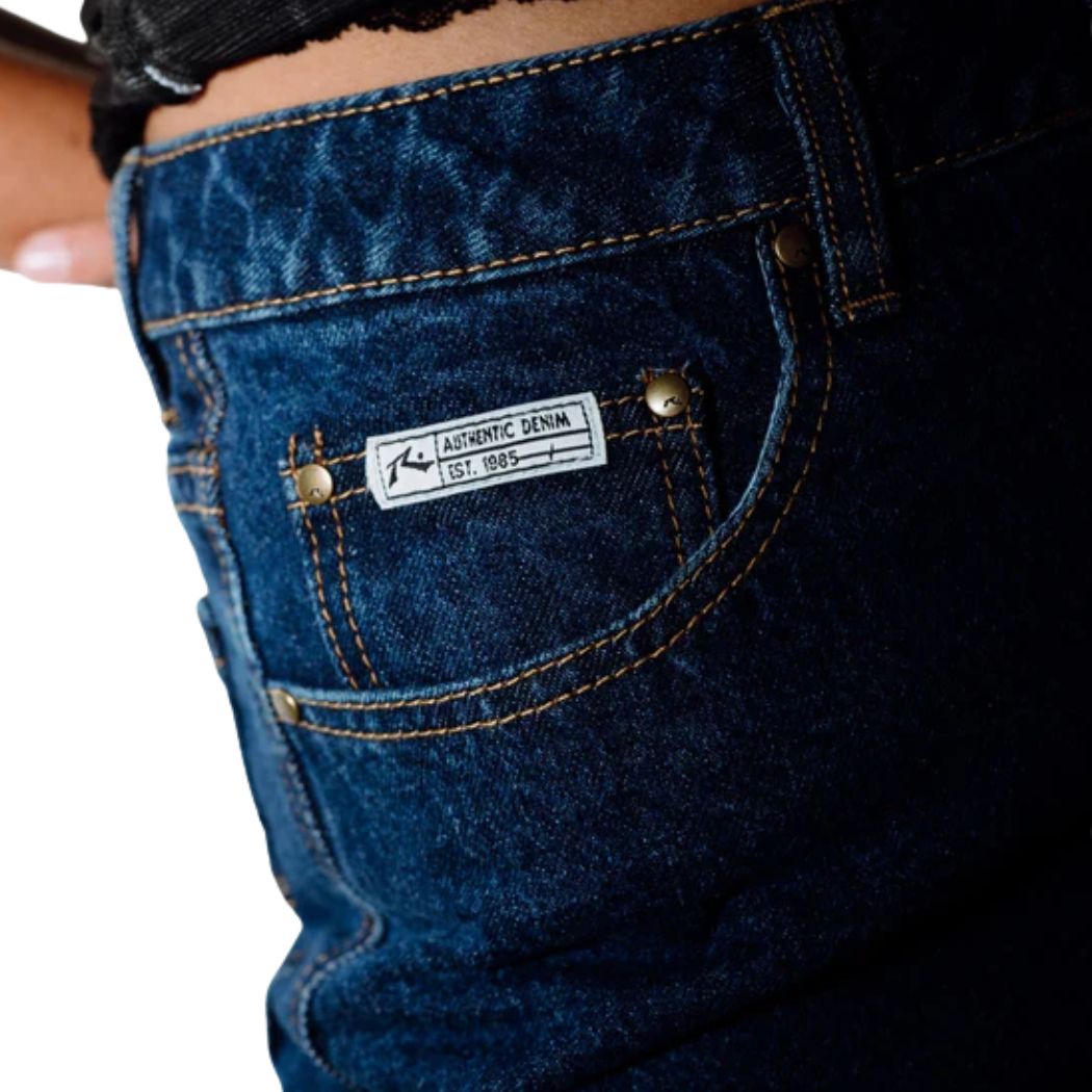 Rusty Cyprus Wide Leg High Waist Jean Deep Sea Blue