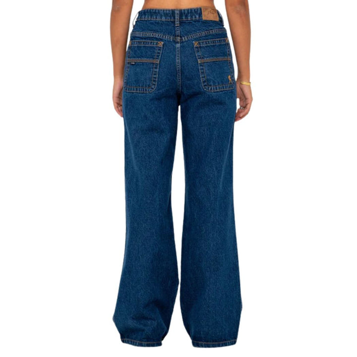 Rusty Cyprus Wide Leg High Waist Jean Deep Sea Blue