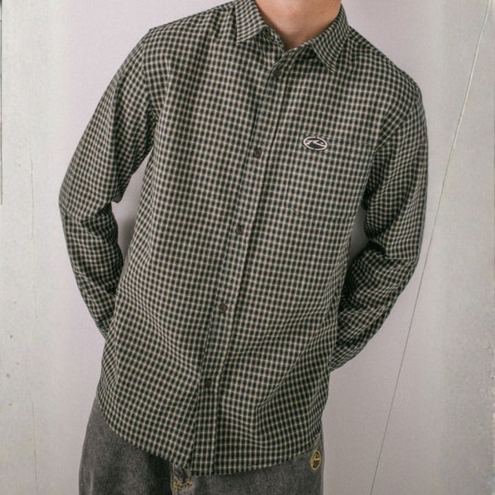 Rusty Datsun Check Long Sleeve Shirt Dark Green