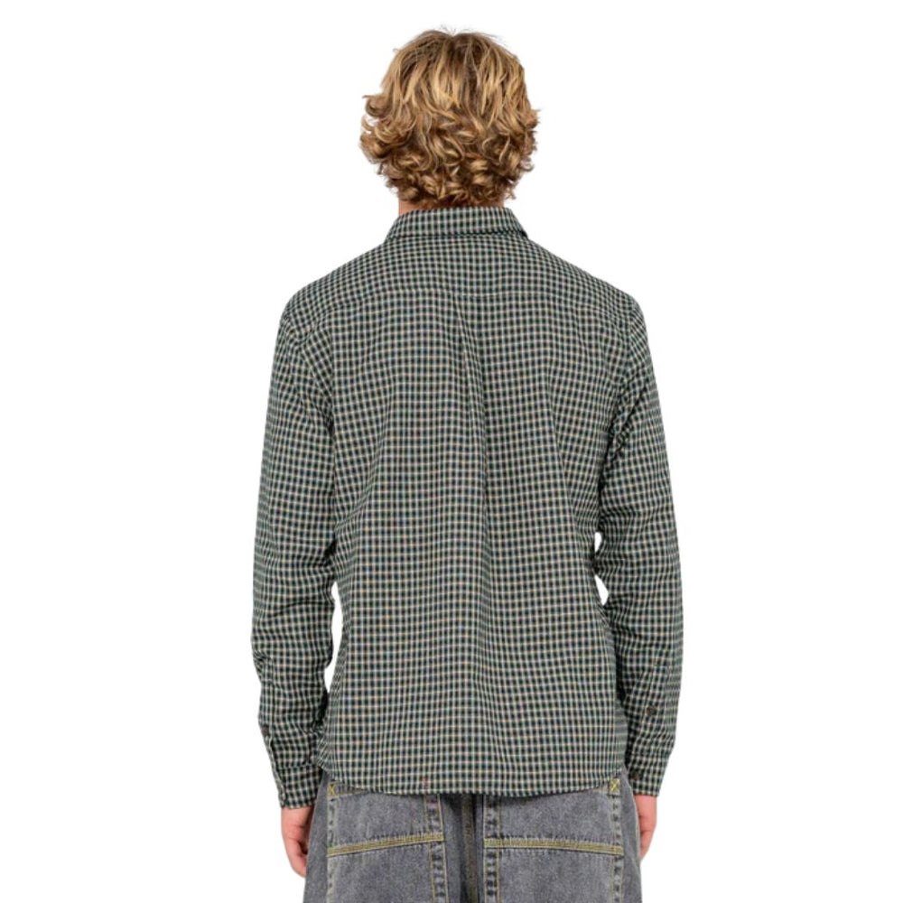 Rusty Datsun Check Long Sleeve Shirt Dark Green