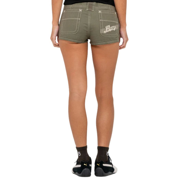 Rusty Dirtbag Cargo Low Rise Mini Short Light Khaki