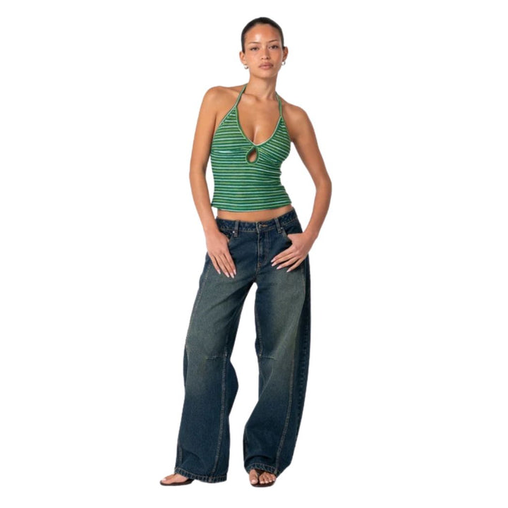 Rusty Emma Cut Out Skimmer Tank Tonal Green Stripe