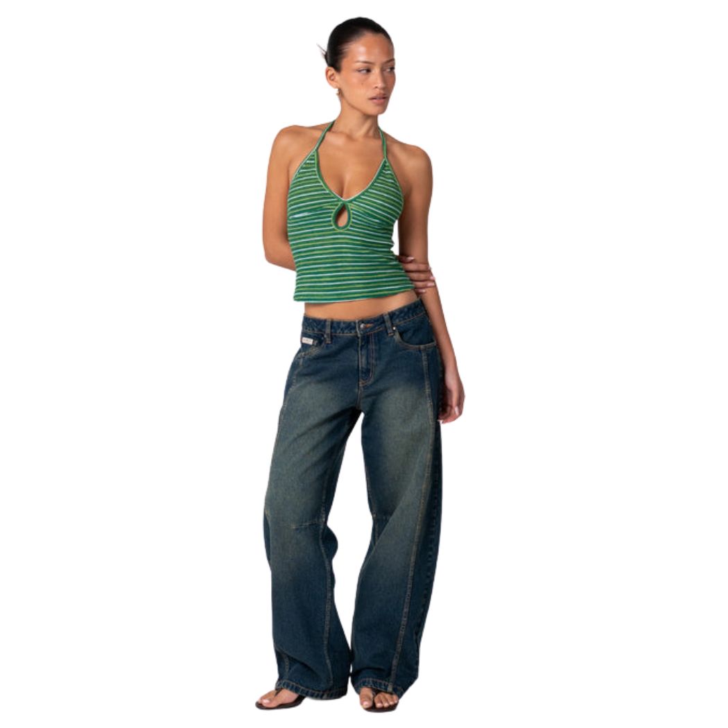 Rusty Emma Cut Out Skimmer Tank Tonal Green Stripe