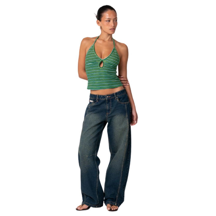 Rusty Emma Cut Out Skimmer Tank Tonal Green Stripe