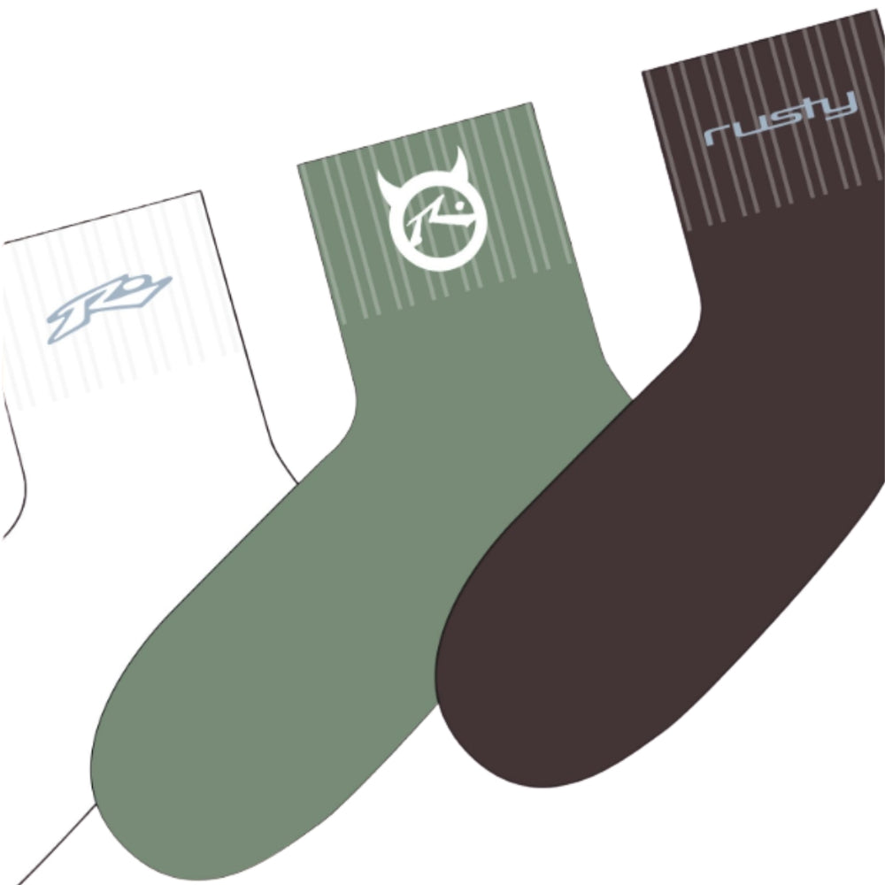 Rusty Fancy Day Crew 3 Sock Pack Multi 6