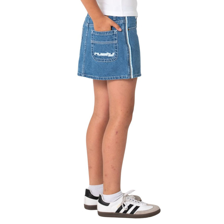 Rusty Flip Girl Mini Denim Skirt Middy Blue Blue