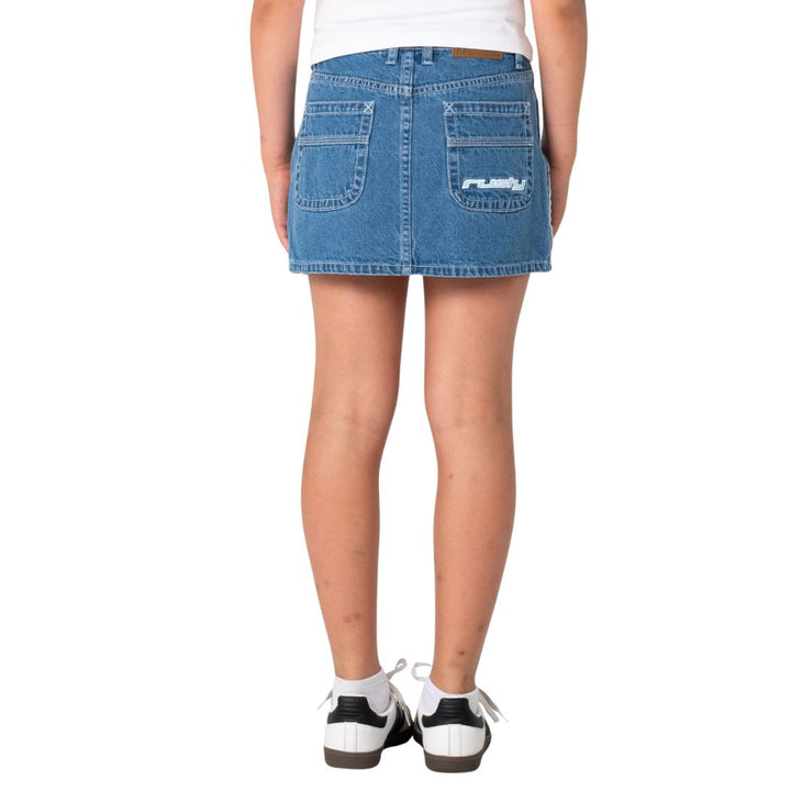 Rusty Flip Girl Mini Denim Skirt Middy Blue Blue