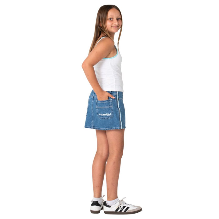 Rusty Flip Girl Mini Denim Skirt Middy Blue Blue