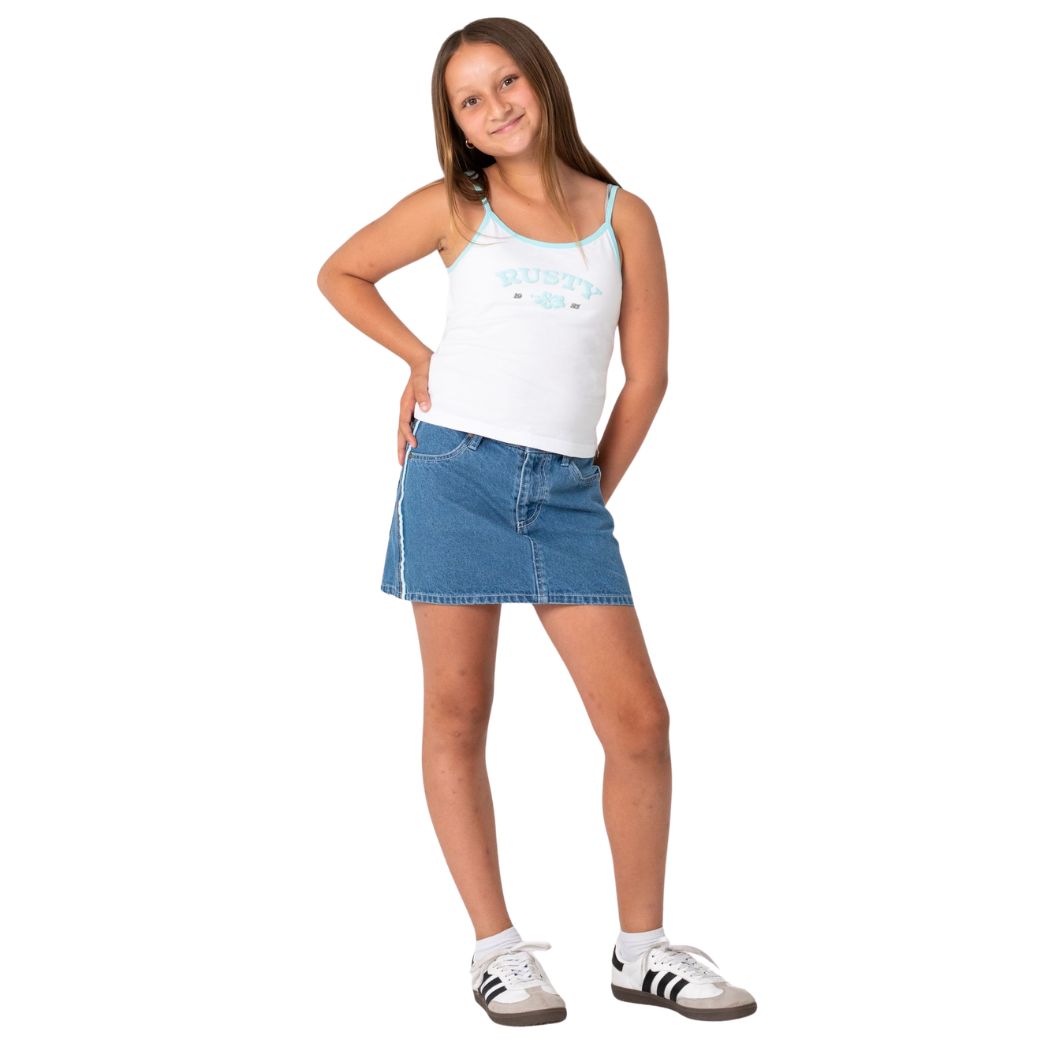 Rusty Girls Britney Tank White Blue