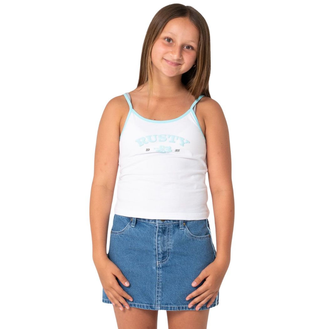 Rusty Girls Britney Tank White Blue