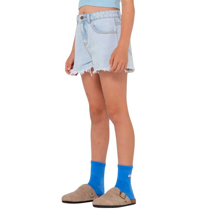 Rusty Girls Penny Kick Flare Demin Short Sky Blue Heather
