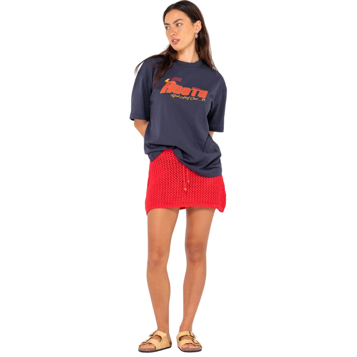  Rusty Girls Surf Oversize Short Sleeve Tee Navy Blue 