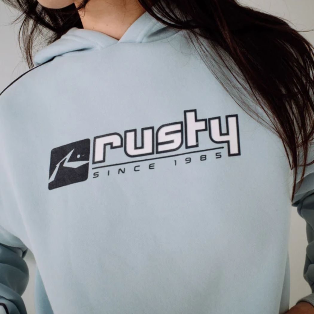 Rusty Hailstone Oversized Hooded Fleece Retro Blue