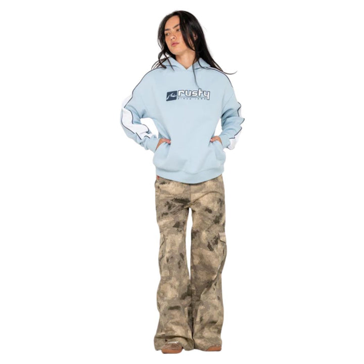 Rusty Hailstone Oversized Hooded Fleece Retro Blue