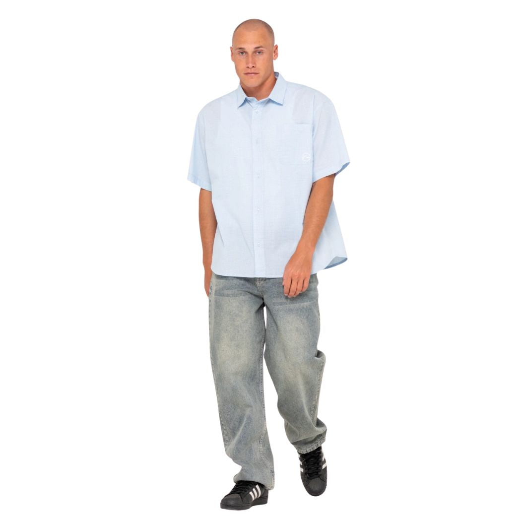 Rusty Hoodus Check Short Sleeve Shirt Smoke Blue