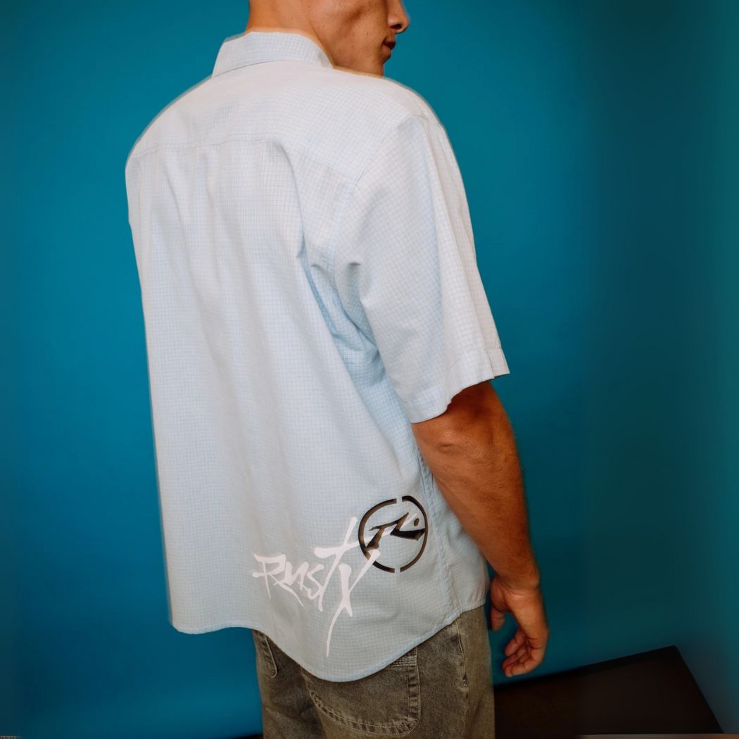 Rusty Hoodus Check Short Sleeve Shirt Smoke Blue
