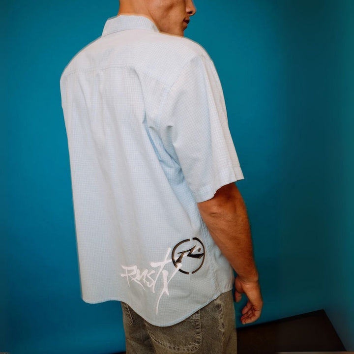 Rusty Hoodus Check Short Sleeve Shirt Smoke Blue